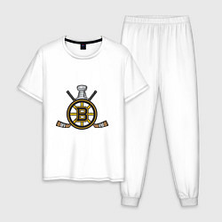 Пижама хлопковая мужская Boston Bruins Hockey, цвет: белый