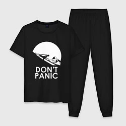 Пижама хлопковая мужская Elon: Don't Panic, цвет: черный