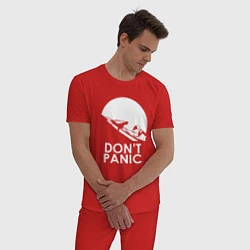 Пижама хлопковая мужская Elon: Don't Panic, цвет: красный — фото 2