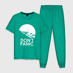 Пижама хлопковая мужская Elon: Don't Panic, цвет: зеленый