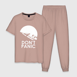 Пижама хлопковая мужская Elon: Don't Panic, цвет: пыльно-розовый