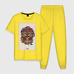 Пижама хлопковая мужская Mexico ART, цвет: желтый