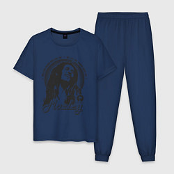 Пижама хлопковая мужская Bob Marley: Island, цвет: тёмно-синий
