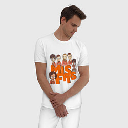 Пижама хлопковая мужская MisFits Heroes цвета белый — фото 2