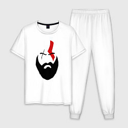 Пижама хлопковая мужская God of War: Kratos Face, цвет: белый