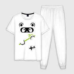 Пижама хлопковая мужская Panda ninja, цвет: белый