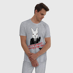 Пижама хлопковая мужская Misfits: White rabbit цвета меланж — фото 2