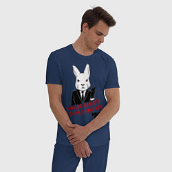 Пижама хлопковая мужская Misfits: White rabbit, цвет: тёмно-синий — фото 2