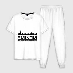 Пижама хлопковая мужская Eminem: Live from NY, цвет: белый