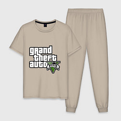 Пижама хлопковая мужская GTA Five, цвет: миндальный