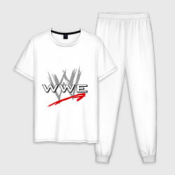 Пижама хлопковая мужская WWE Fight, цвет: белый