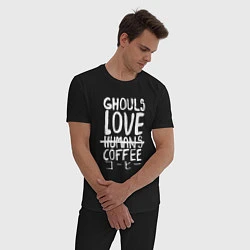 Пижама хлопковая мужская Ghouls Love Coffee, цвет: черный — фото 2