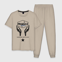 Пижама хлопковая мужская Fragile Express, цвет: миндальный
