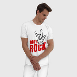 Пижама хлопковая мужская 100% Rock, цвет: белый — фото 2