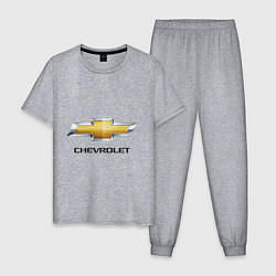 Пижама хлопковая мужская Chevrolet логотип, цвет: меланж