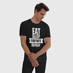 Пижама хлопковая мужская Eat Sleep Fortnite Repeat, цвет: черный — фото 2