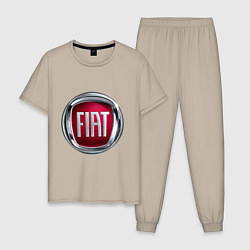 Пижама хлопковая мужская FIAT logo, цвет: миндальный