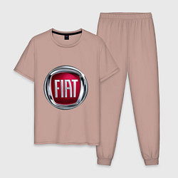Пижама хлопковая мужская FIAT logo, цвет: пыльно-розовый