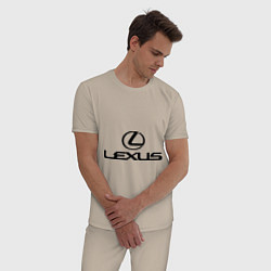 Пижама хлопковая мужская Lexus logo, цвет: миндальный — фото 2