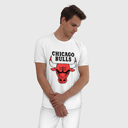 Пижама хлопковая мужская Chicago Bulls, цвет: белый — фото 2