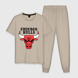 Пижама хлопковая мужская Chicago Bulls, цвет: миндальный