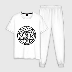 Пижама хлопковая мужская Slipknot Pentagram, цвет: белый