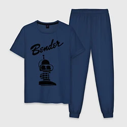 Пижама хлопковая мужская Bender monochrome, цвет: тёмно-синий
