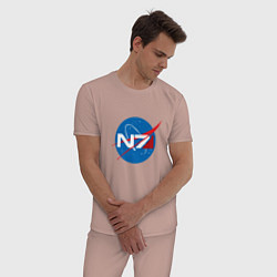 Пижама хлопковая мужская NASA N7, цвет: пыльно-розовый — фото 2