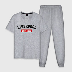 Пижама хлопковая мужская FC Liverpool Est. 1892, цвет: меланж
