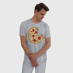 Пижама хлопковая мужская Пицца парная, цвет: меланж — фото 2