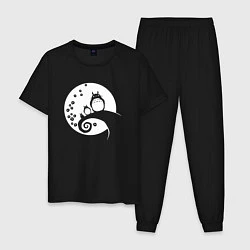 Пижама хлопковая мужская Тоторо на Луне, цвет: черный