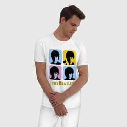 Пижама хлопковая мужская The Beatles: pop-art, цвет: белый — фото 2