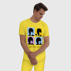 Пижама хлопковая мужская The Beatles: pop-art, цвет: желтый — фото 2