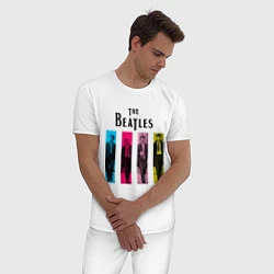 Пижама хлопковая мужская Walking Beatles, цвет: белый — фото 2