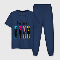 Пижама хлопковая мужская Walking Beatles, цвет: тёмно-синий