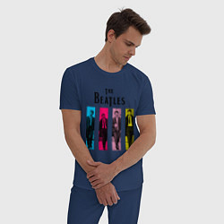 Пижама хлопковая мужская Walking Beatles, цвет: тёмно-синий — фото 2