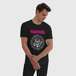 Пижама хлопковая мужская Ramones Boyband, цвет: черный — фото 2