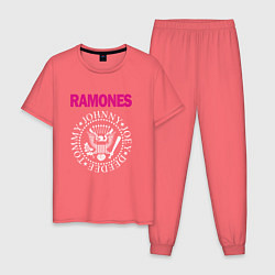 Пижама хлопковая мужская Ramones Boyband, цвет: коралловый