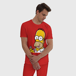 Пижама хлопковая мужская Гомер с Пончиком, цвет: красный — фото 2