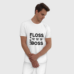 Пижама хлопковая мужская Floss like a boss, цвет: белый — фото 2