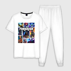 Пижама хлопковая мужская Fortnite GTA, цвет: белый