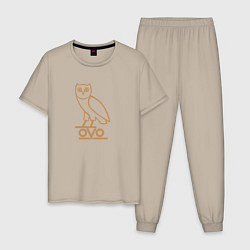 Пижама хлопковая мужская OVO Owl, цвет: миндальный