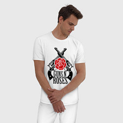 Пижама хлопковая мужская Guns n Roses: guns, цвет: белый — фото 2