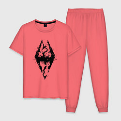 Пижама хлопковая мужская TES Dragon, цвет: коралловый