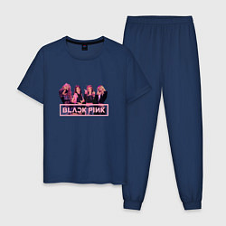 Пижама хлопковая мужская Black Pink Band, цвет: тёмно-синий