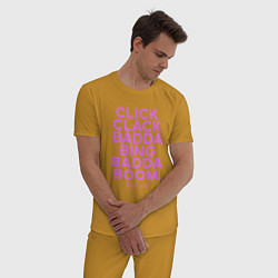 Пижама хлопковая мужская Click Clack Black Pink, цвет: горчичный — фото 2