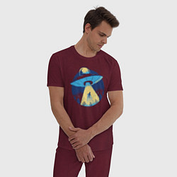 Пижама хлопковая мужская Пришельцы, цвет: меланж-бордовый — фото 2