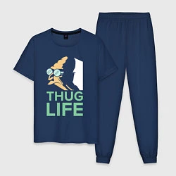 Пижама хлопковая мужская Zoidberg: Thug Life, цвет: тёмно-синий