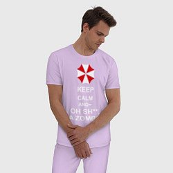 Пижама хлопковая мужская Keep Calm & Oh Sh**, A Zombie, цвет: лаванда — фото 2