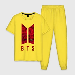 Пижама хлопковая мужская BTS Roses, цвет: желтый